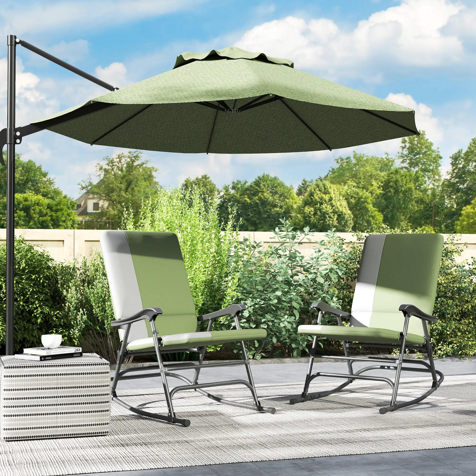Folding Rocking Chair Set, Oversized Outdoor, 400 lbs Capacity, Green Outdoor Rocking Chairs at Gallery Canada