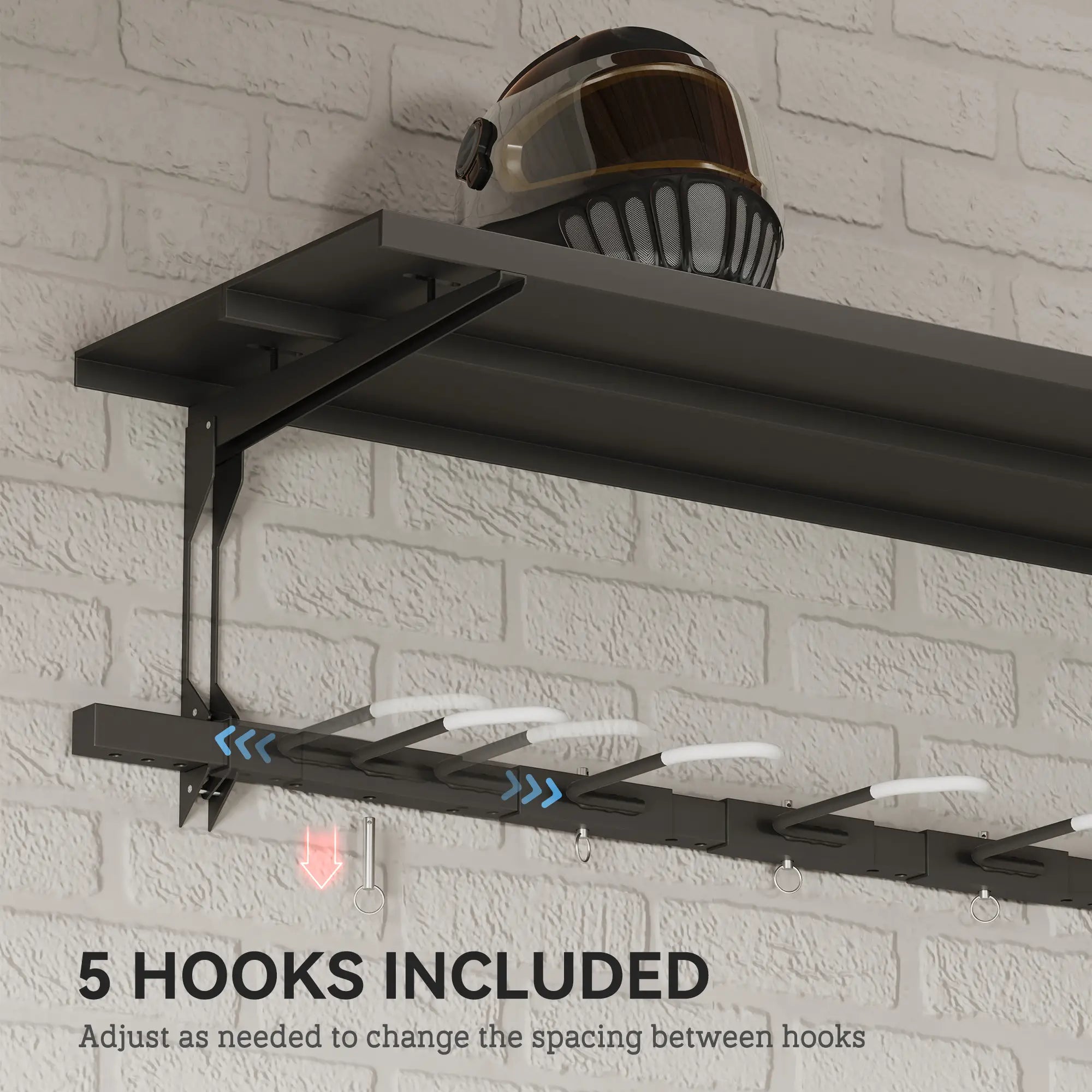 Wall Mount Bike Storage Rack for 5 Bikes, Adjustable Hooks, Black Bike Parking Stands at Gallery Canada