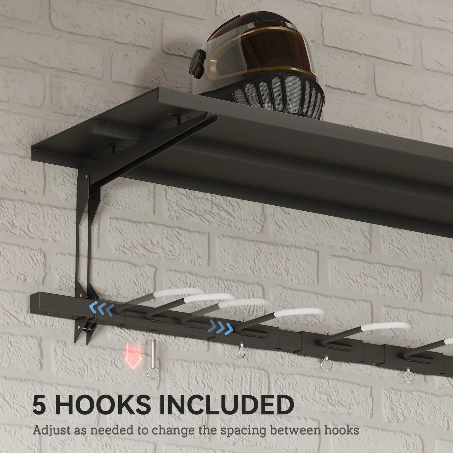 Wall Mount Bike Storage Rack for 5 Bikes, Adjustable Hooks, Black Bike Parking Stands at Gallery Canada