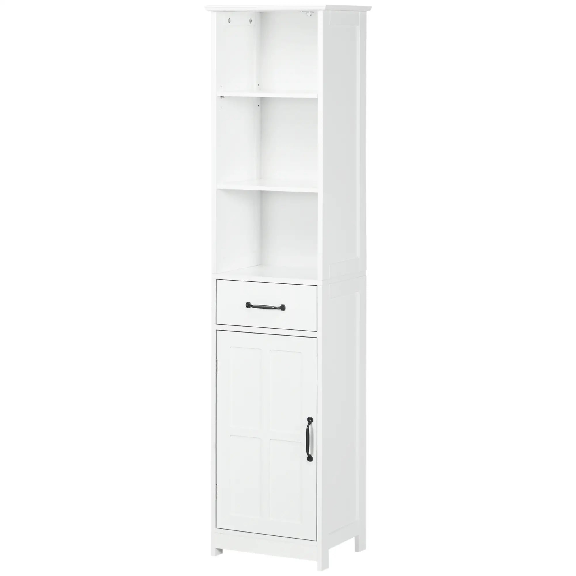 Modern Bathroom Cabinet, 3 Open Shelves, Drawer, Adjustable Shelf, White Bathroom Cabinets at Gallery Canada