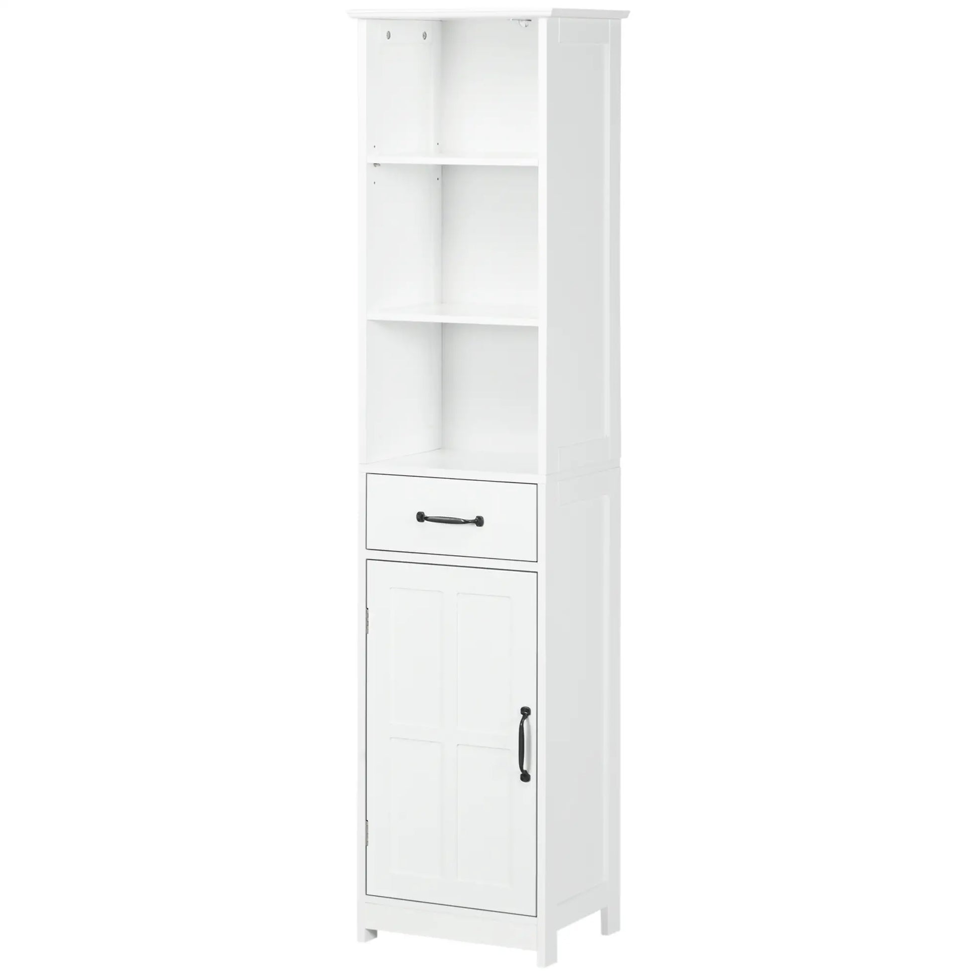 Modern Bathroom Cabinet, 3 Open Shelves, Drawer, Adjustable Shelf, White Bathroom Cabinets at Gallery Canada