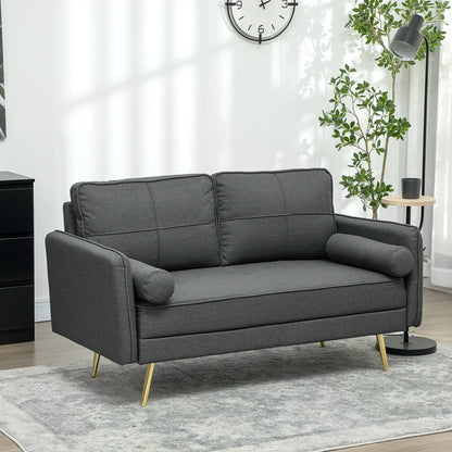 56" Upholstered Loveseat Sofa, 2 Seater with Back Cushions, Dark Grey 2-Seater Sofas at Gallery Canada