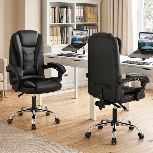 Big High Back Executive Chair with Linkage Armrests and Leather Padded Seat for Office, Black Big and Tall Chairs Black at Gallery Canada