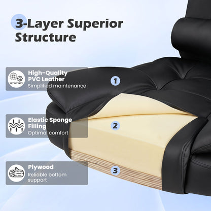 Big High Back Executive Chair with Linkage Armrests and Leather Padded Seat for Office, Black