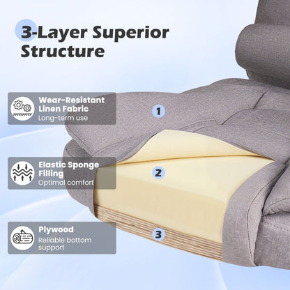 Big High Back Executive Chair with Linkage Armrests and Leather Padded Seat for Office, Gray