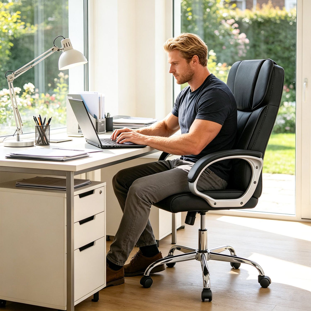 Big and Tall High Back Leather Executive Desk Chair, Black Executive Chairs at Gallery Canada