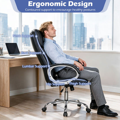 Big and Tall High Back Leather Executive Desk Chair, Black Executive Chairs at Gallery Canada