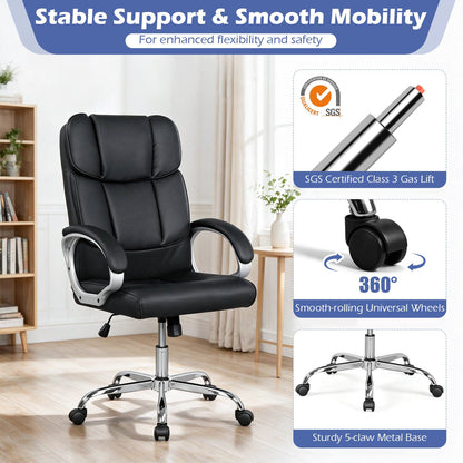 Big and Tall High Back Leather Executive Desk Chair, Black Executive Chairs at Gallery Canada