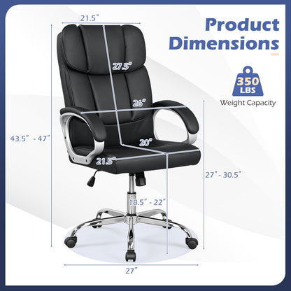 Big and Tall High Back Leather Executive Desk Chair, Black Executive Chairs at Gallery Canada