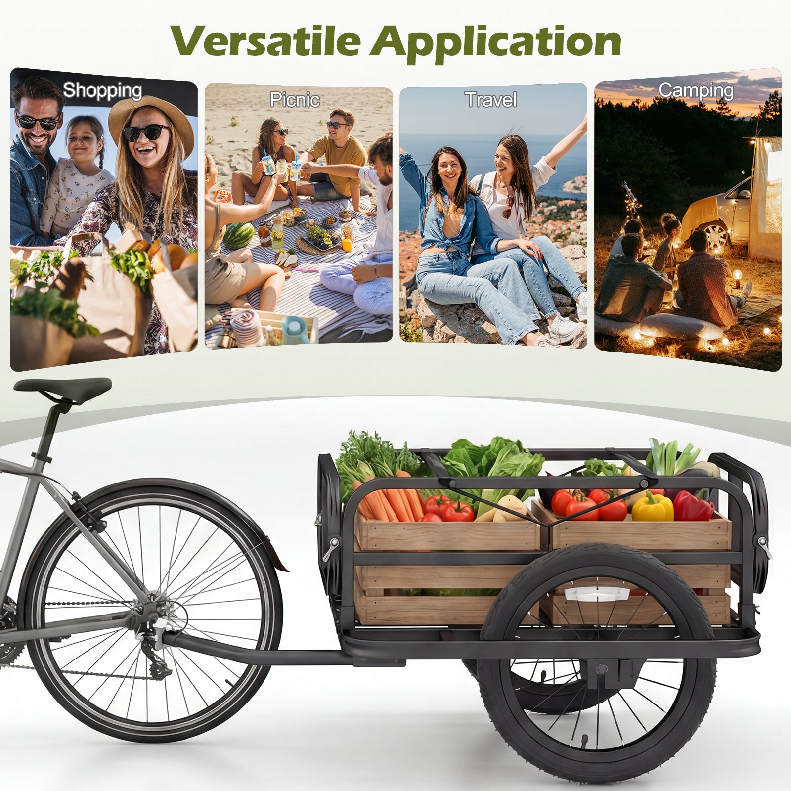 Heavy-Duty Bicycle Cargo Trailer Cart, Black Garages at Gallery Canada
