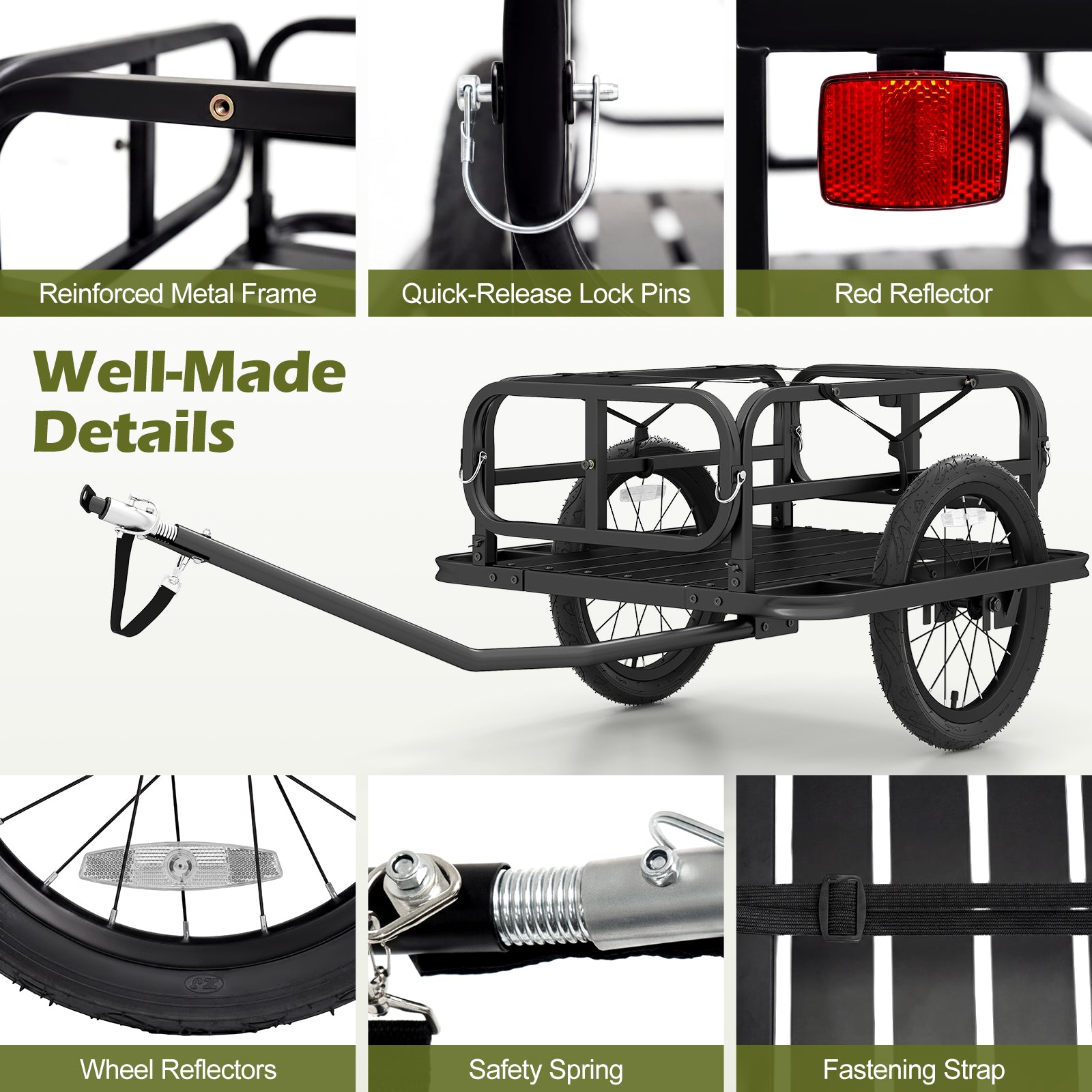 Heavy-Duty Bicycle Cargo Trailer Cart, Black Garages at Gallery Canada