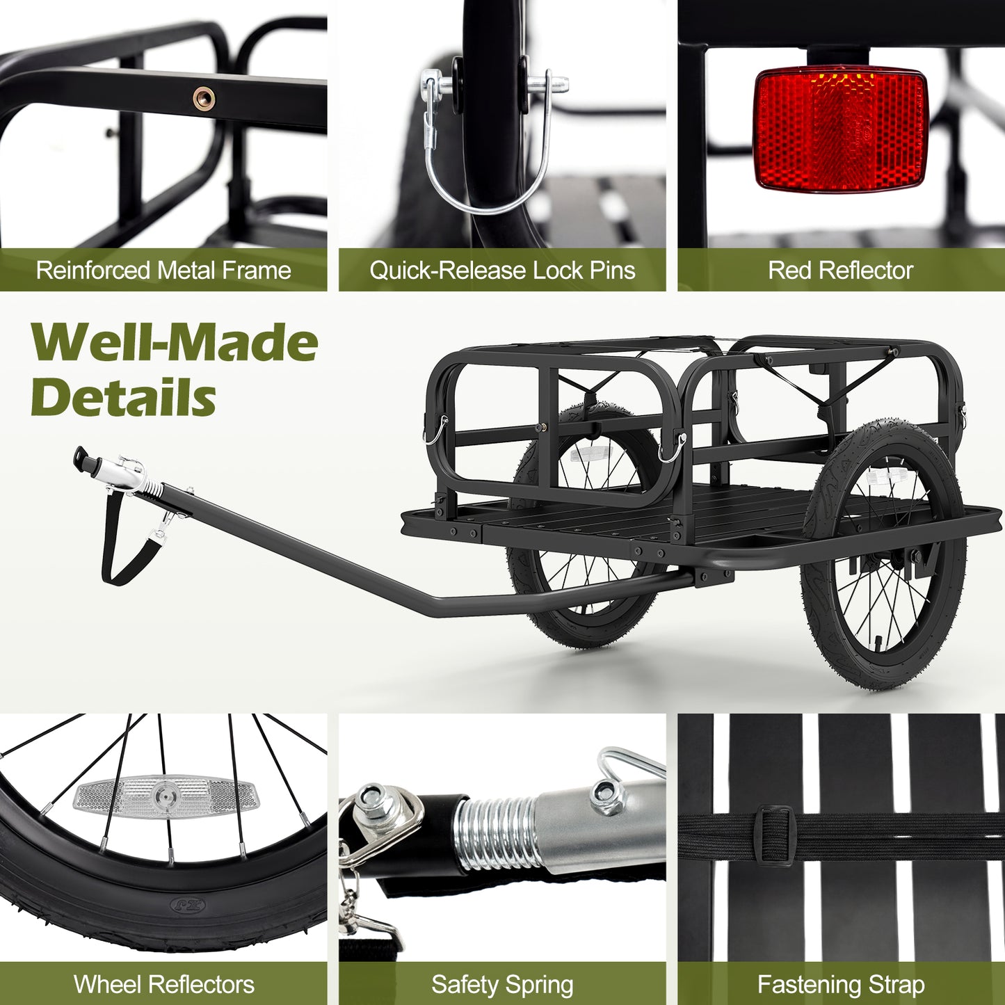 Heavy-Duty Bicycle Cargo Trailer Cart, Black Garages at Gallery Canada