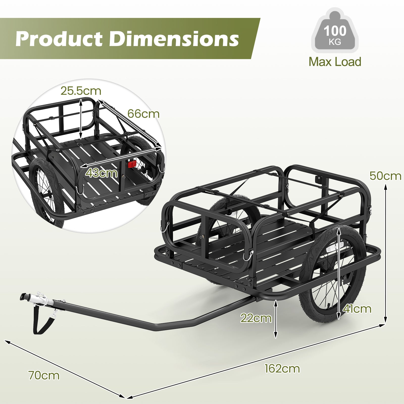 Heavy-Duty Bicycle Cargo Trailer Cart, Black Garages at Gallery Canada