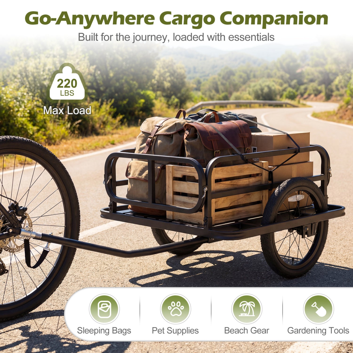 Heavy-Duty Bicycle Cargo Trailer Cart, Black Garages at Gallery Canada