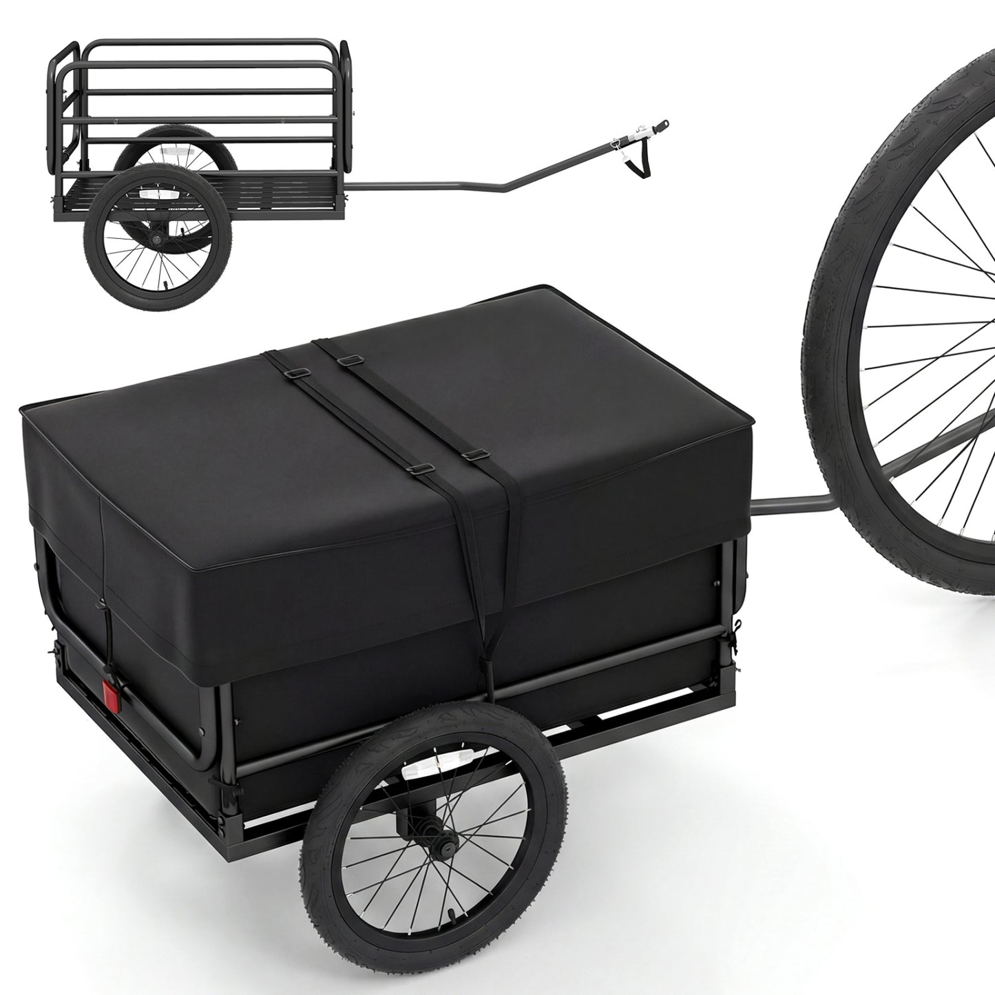 Bike Cargo Trailer with Bag and Cover Heavy-Duty Bicycle Wagon Cart, Black Garages at Gallery Canada