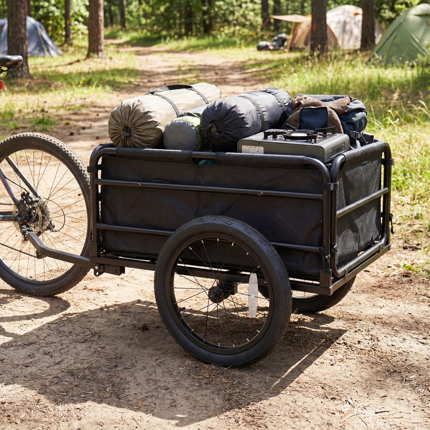 Bike Cargo Trailer with Bag and Cover Heavy-Duty Bicycle Wagon Cart, Black Garages at Gallery Canada