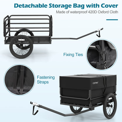 Bike Cargo Trailer with Bag and Cover Heavy-Duty Bicycle Wagon Cart, Black Garages at Gallery Canada