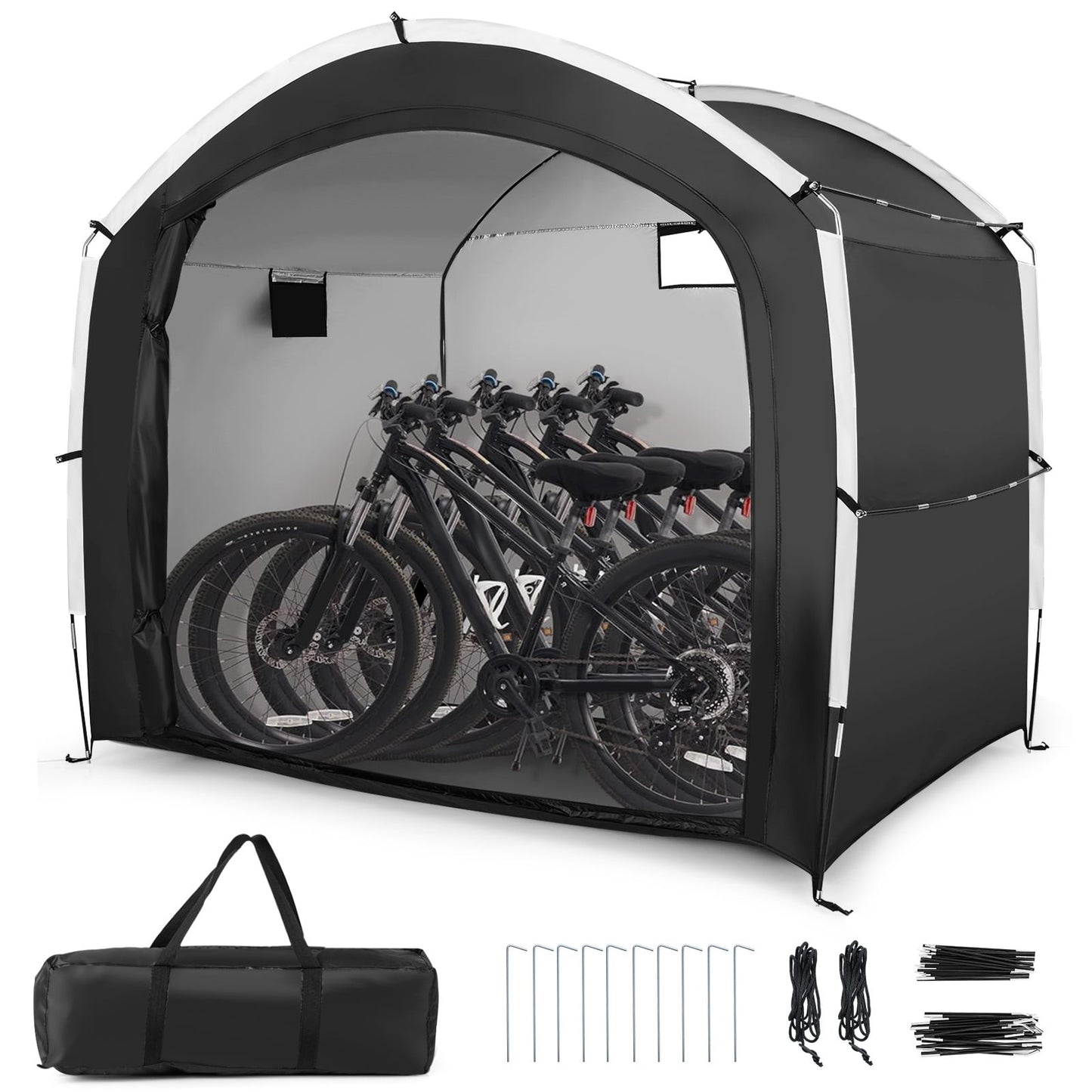Bike Storage Shed Tent, 5 Bikes, PU4000MM Waterproof, Black Carports at Gallery Canada