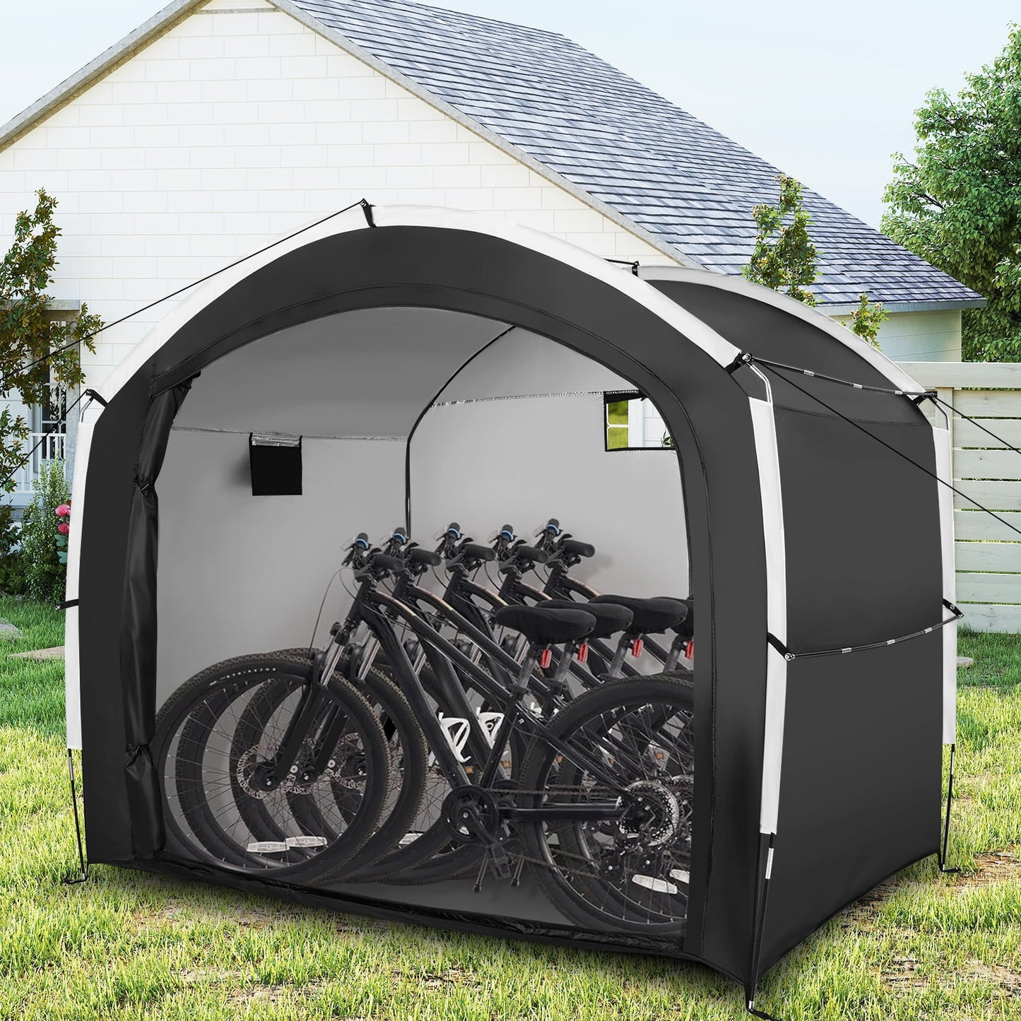 Bike Storage Shed Tent, 5 Bikes, PU4000MM Waterproof, Black Carports at Gallery Canada