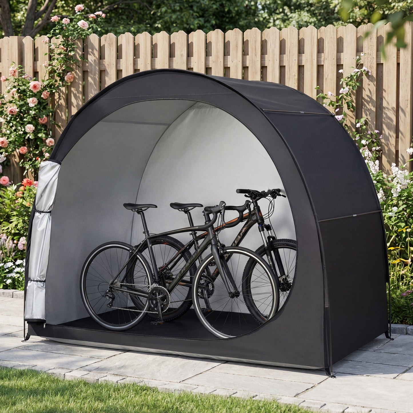 Portable Bike Storage Tent, Waterproof PU Oxford Fabric, Black Carports at Gallery Canada