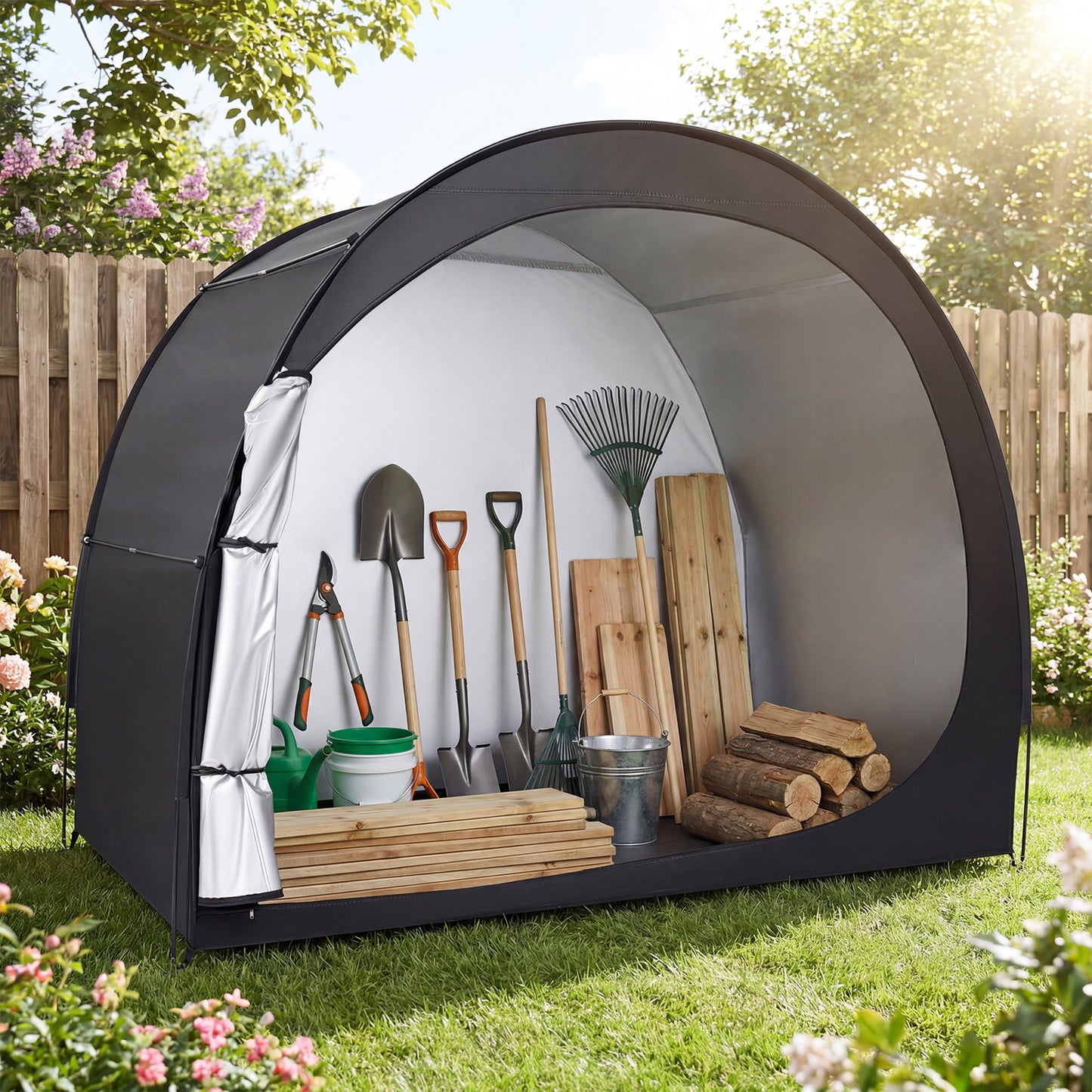 Portable Bike Storage Tent, Waterproof PU Oxford Fabric, Black Carports at Gallery Canada