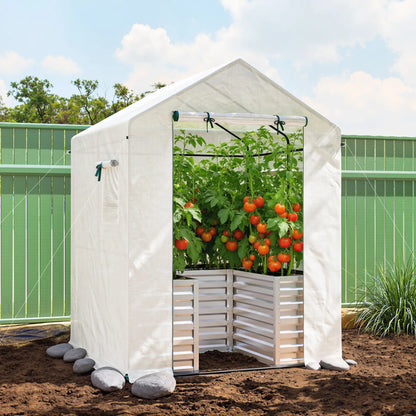 Galvanized Metal Greenhouse, Raised Garden Bed, 56" x 56" x 75", White Portable Greenhouses at Gallery Canada