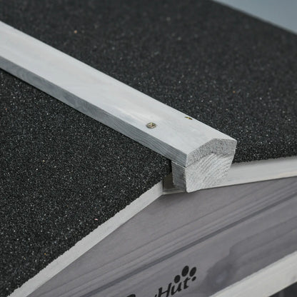 62" Wooden Rabbit Hutch with Wheels, Run Box, Tray, Ramp, Light Grey Rabbit Hutch at Gallery Canada