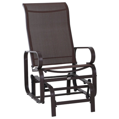Patio Glider with Mesh Fabric, Outdoor Rocking Chair, Brown Outdoor Rocking Chairs Brown Frame, Brown Texteline at Gallery Canada
