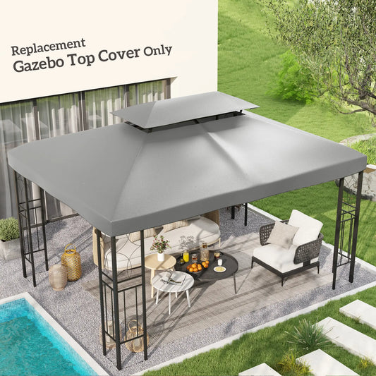 13' X 10' Gazebo Replacement Canopy 2 Tier Top, UV Cover, Light Grey Gazebo Canopy Replacement Light Grey at Gallery Canada