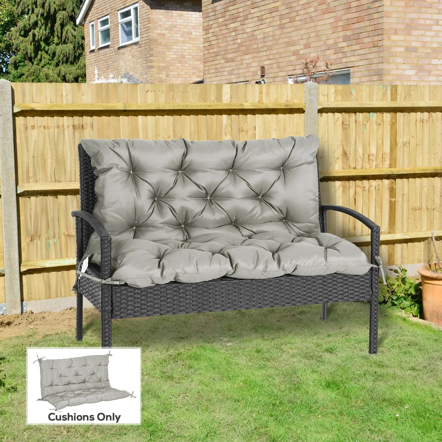 2-Seater Garden Bench Cushion, Swing Chair Mat Replacement, 39.4"x38.6", Grey Patio Chair Cushions at Gallery Canada