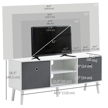 Modern TV Stand with Foldable Drawers, Shelves, White TV Stands at Gallery Canada
