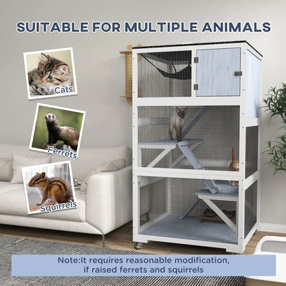 34" L Cat Enclosure on Wheels, Hammock, Platforms, Grey Outdoor Cat Enclosures at Gallery Canada