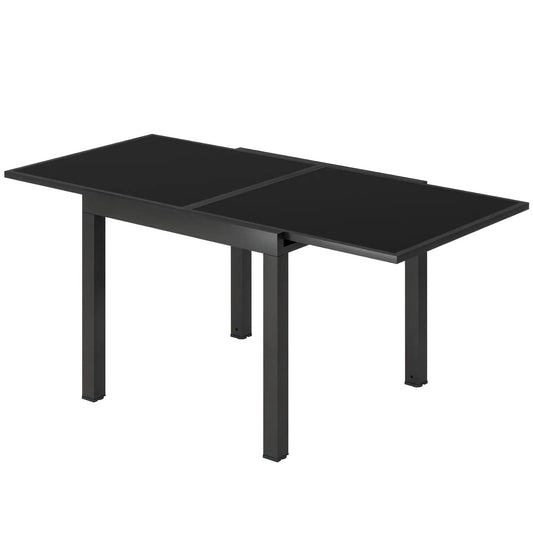 Aluminum Expandable Dining Table, Tempered Glass Tabletop, Black Patio Dining Tables Black at Gallery Canada