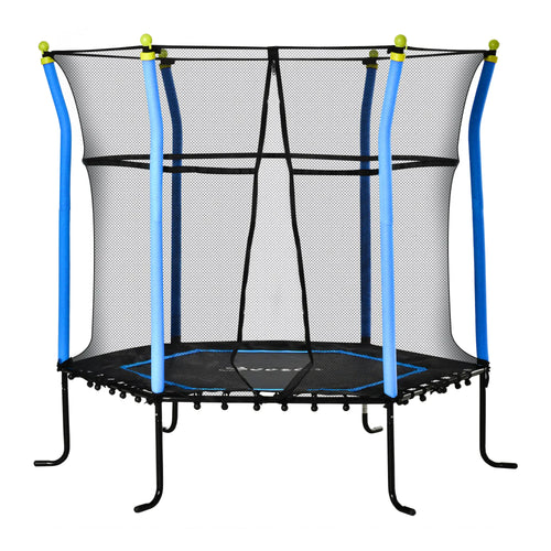 64 Inch Kids Trampoline with Enclosure Net, for Ages 3-10, Blue