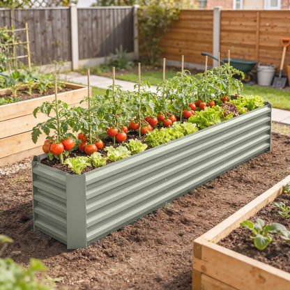 8 x 1.3 x 1.5ft Galvanized Raised Garden Bed, Reinforced Planter Box, Light Grey Galvanized Planter Boxes at Gallery Canada
