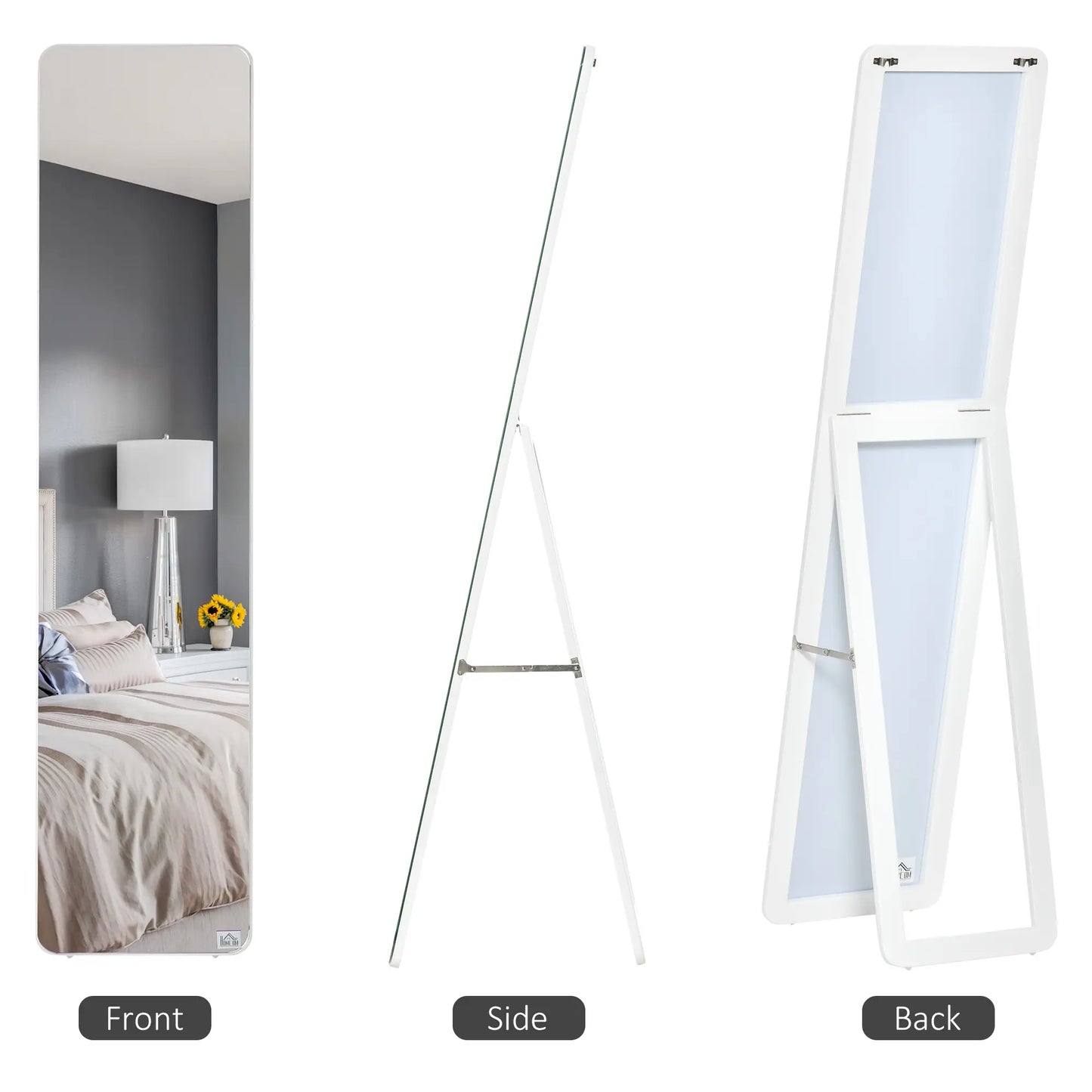 Full Length Mirror, Free Standing, Wood Frame, 15" x 61", White Full Length Mirrors at Gallery Canada
