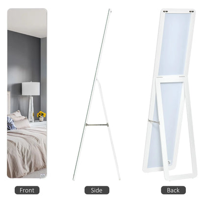 Full Length Mirror, Free Standing, Wood Frame, 15" x 61", White Full Length Mirrors at Gallery Canada