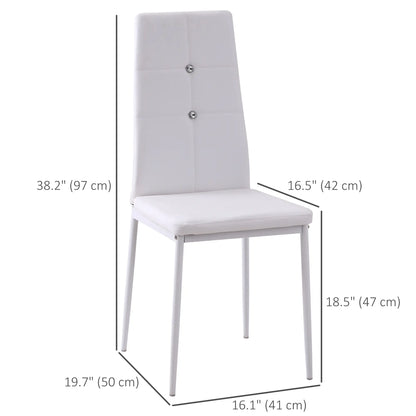 Modern Dining Chairs, Set of 4, Button Tufted High Back, White Bar Stools at Gallery Canada