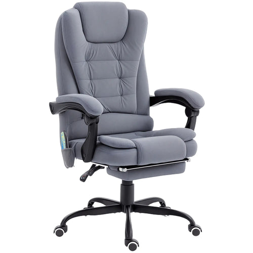 7 Point Vibrating Massage Chair, Reclining Office Chair, Adjustable Height, Grey