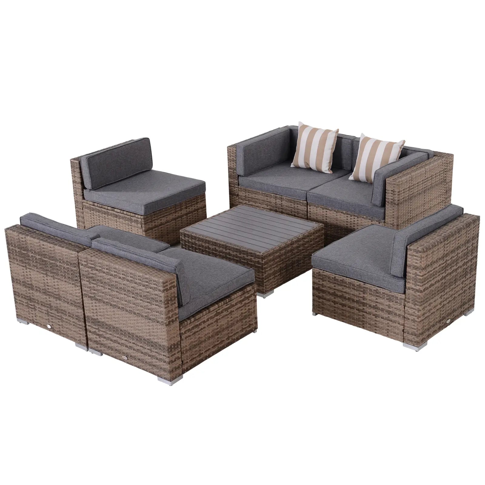 7-Piece Outdoor Wicker Patio Set, All Weather PE Rattan Sofa, Grey Patio Furniture Sets at Gallery Canada