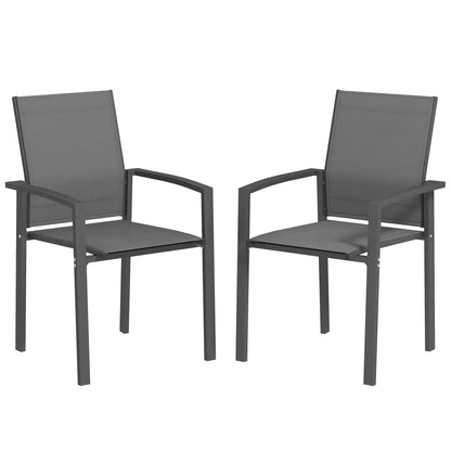 Stackable Outdoor Garden Chairs, Set of 2, Dark Grey Patio Chairs at Gallery Canada