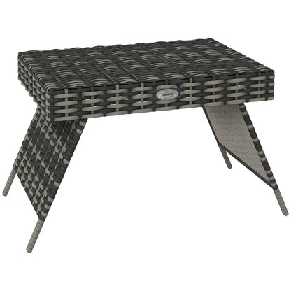 Outdoor Rattan Foldable End Table, Metal Frame, Mixed Grey, Grey Patio Side Tables at Gallery Canada