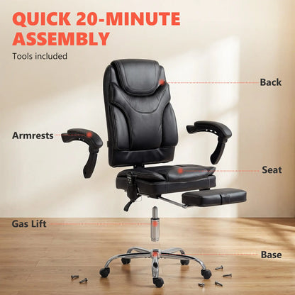 6 Point Vibration Massage Office Chair, PU Leather, Heated, Black Massage Chairs at Gallery Canada