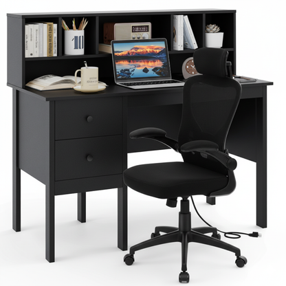 Black 48 inch Computer Desk and Ergonomic Mesh Office Chair Bundle for Home Office Home Office Options at Gallery Canada