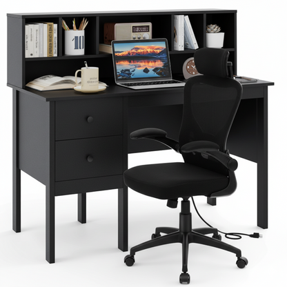 48 Inch Computer Desk, Ergonomic Mesh Office Chair, Black Home Office at Gallery Canada