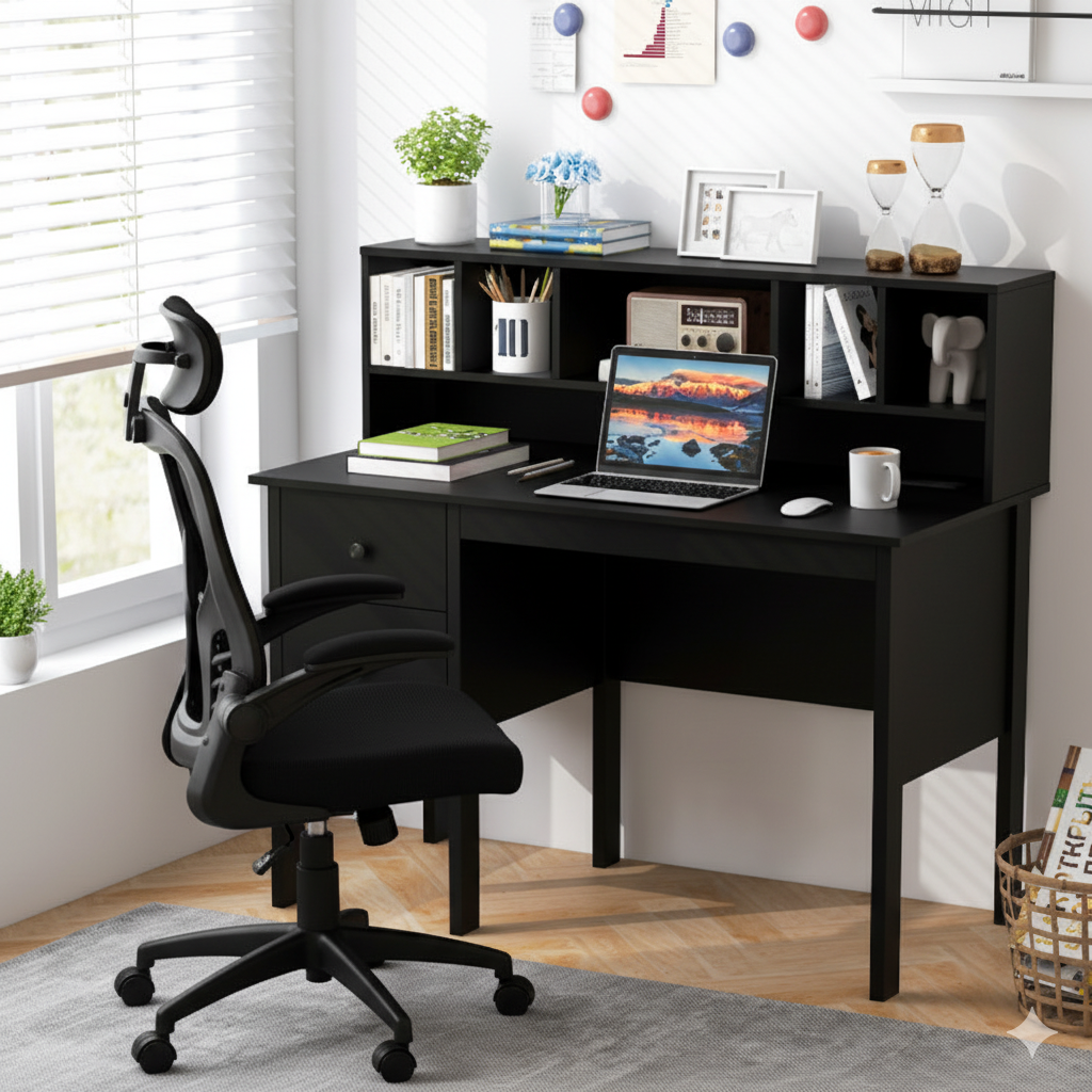 Black 48 inch Computer Desk and Ergonomic Mesh Office Chair Bundle for Home Office Home Office at Gallery Canada