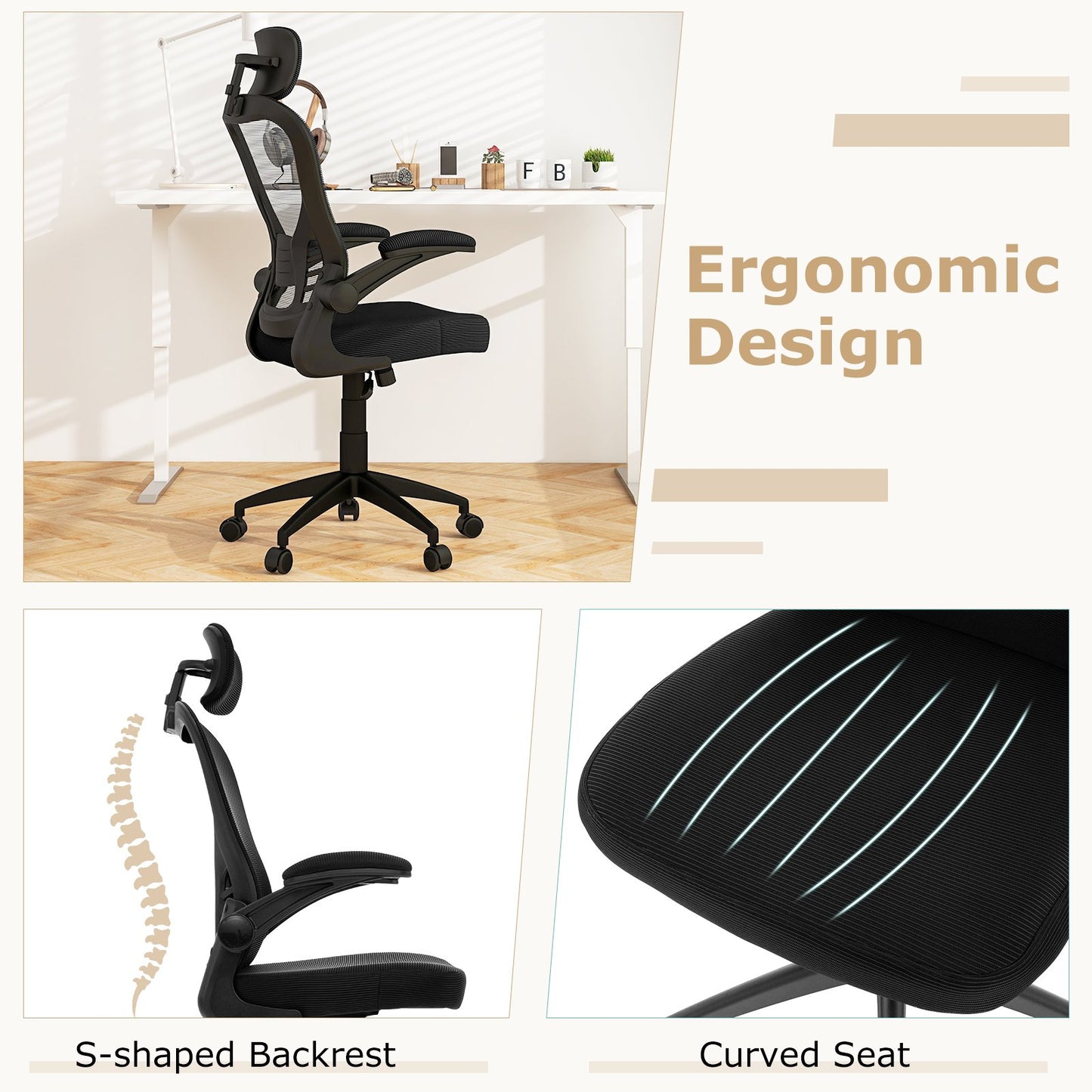 Black 48 inch Computer Desk and Ergonomic Mesh Office Chair Bundle for Home Office Home Office at Gallery Canada
