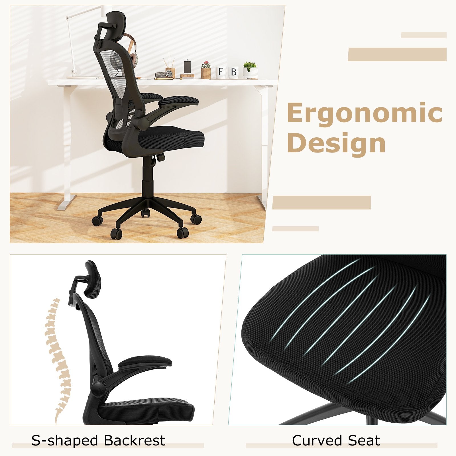 Black 48 inch Computer Desk and Ergonomic Mesh Office Chair Bundle for Home Office Home Office at Gallery Canada