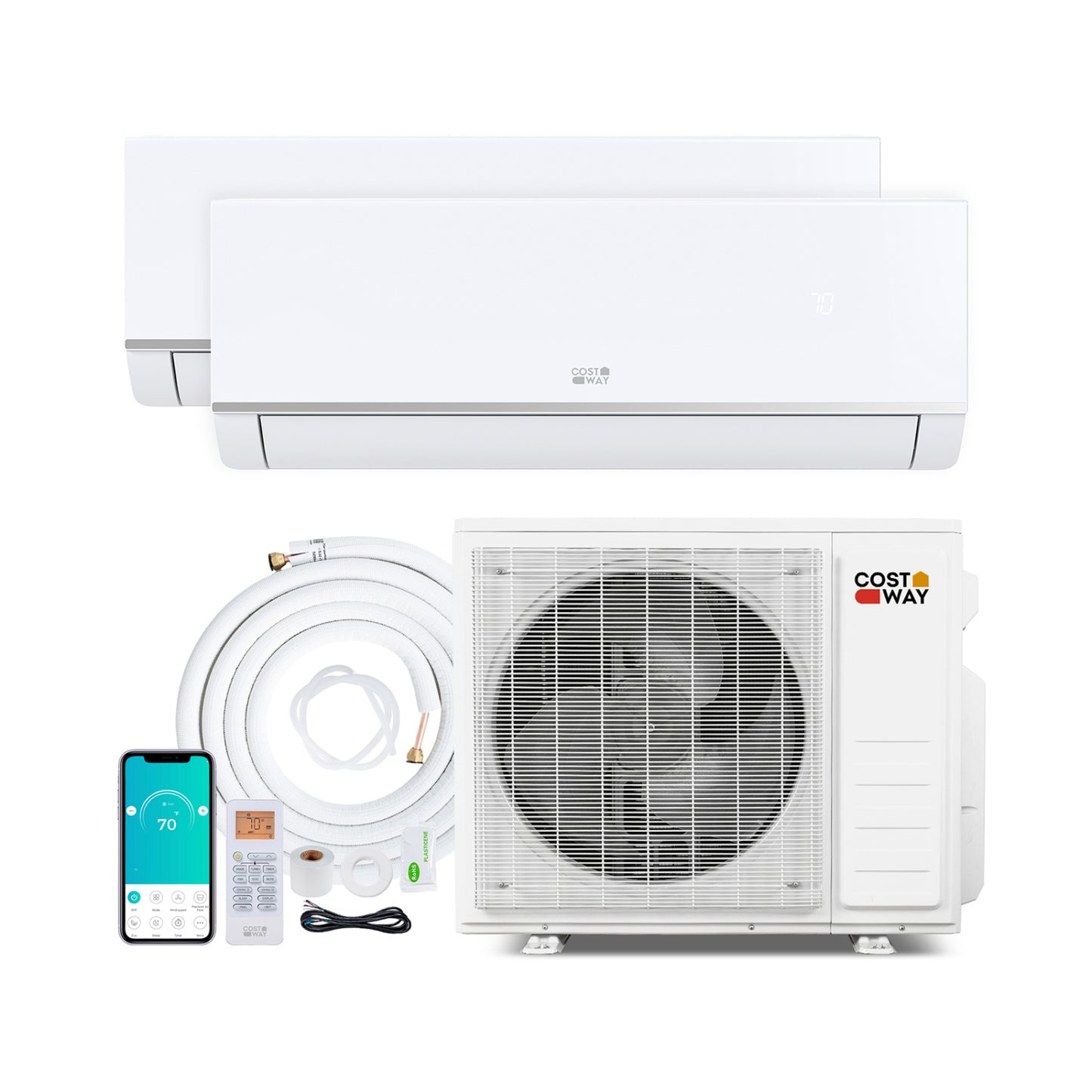 28000 BTU 2 Zone 23 SEER2 Mini Split AC With Heat Pump, 12K + 18K, White 2 Zone Mini Split at Gallery Canada
