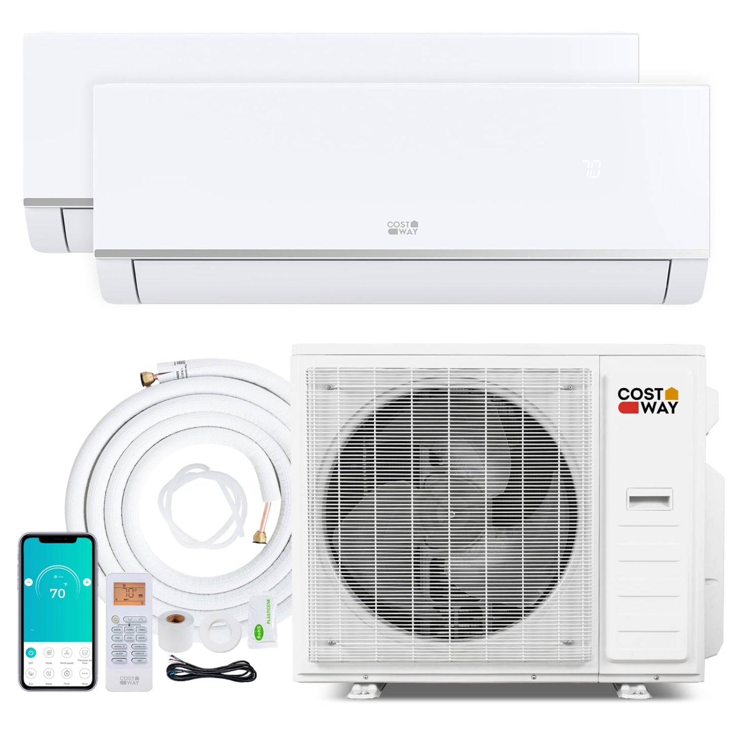 Mini Split AC Heat Pump, 38000 BTU, 2 Zone, 20 SEER2, 9K + 24K 2 Zone Mini Split White at Gallery Canada